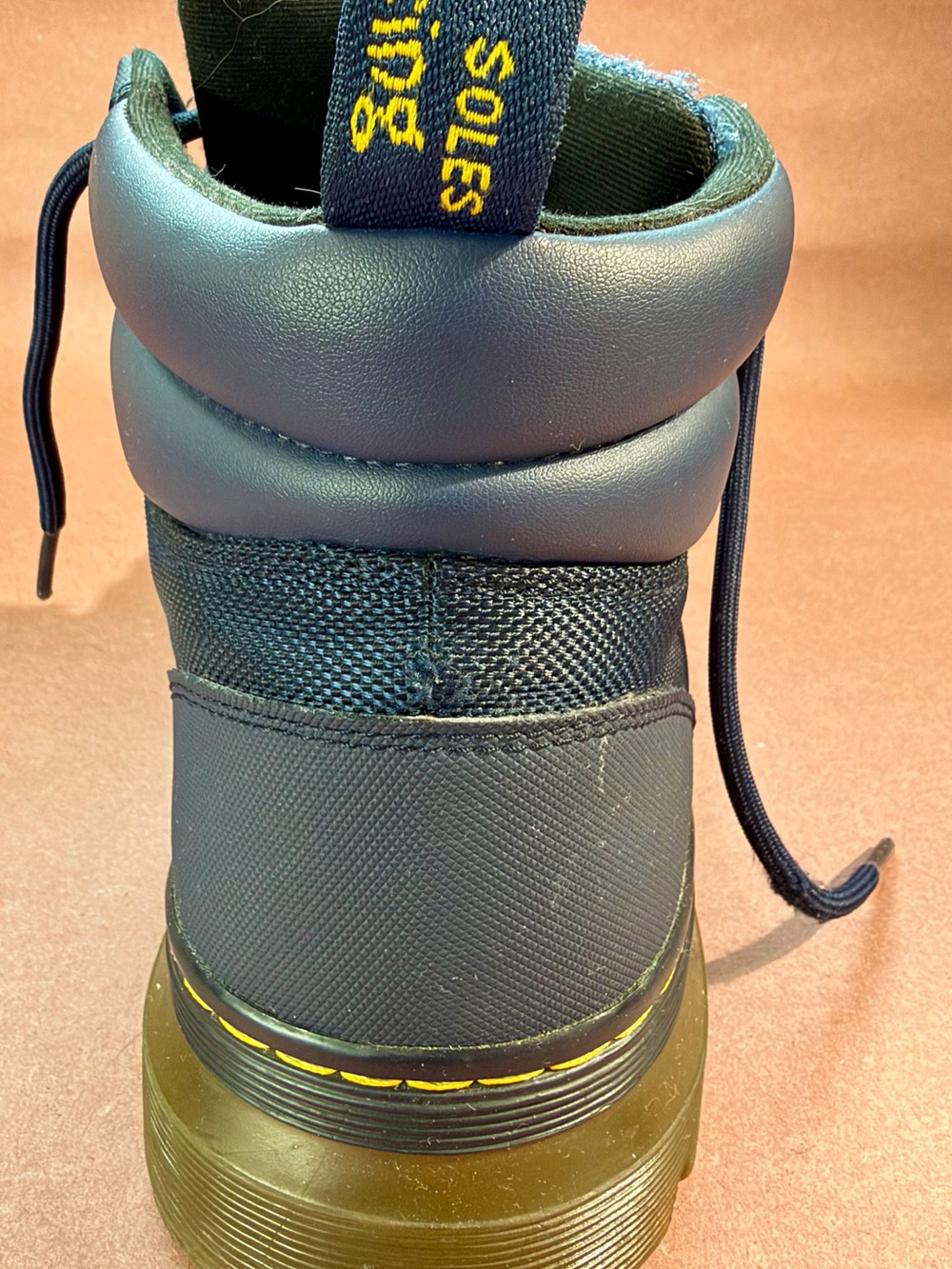 Dr. Martens Navy Blue Tech Vinyl and Canvas Lace-Up Work Boots - Picture 4 of 9